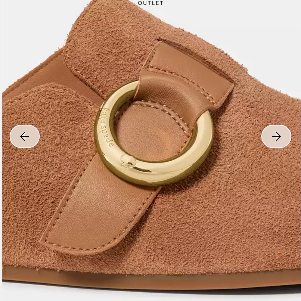 Kate Spade Brown Suede Mules with Gold Accent